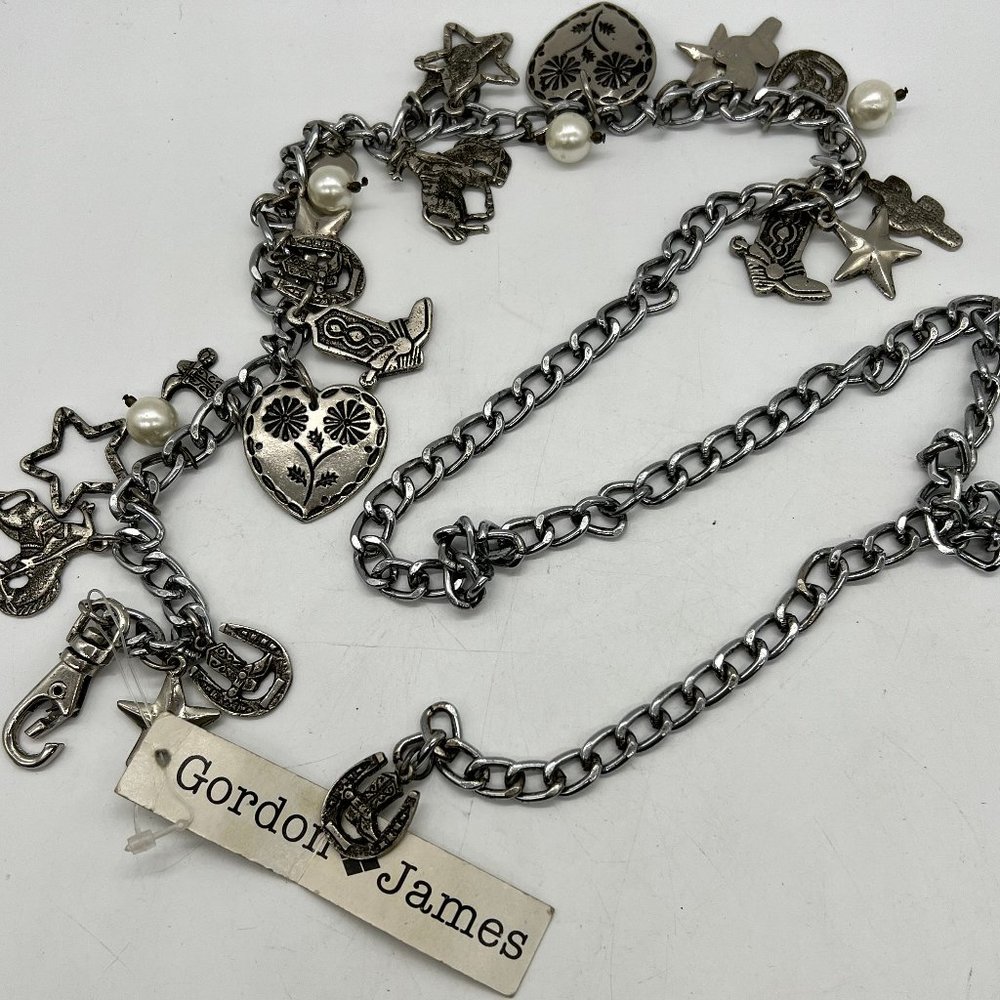 Adjustible Silver Chain Belt Gordon James Charms and Pearls